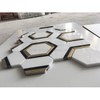 Thassos White Marble With Brass Hexagon Mosaic 