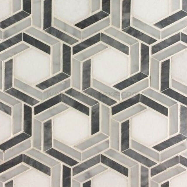 Bardiglio Thassos Hexagon Marble Tile Backsplash