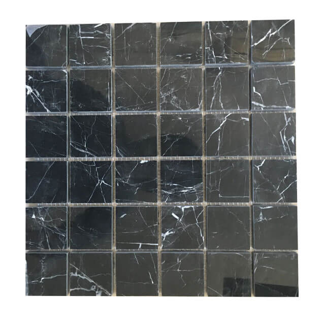black marble field mosaic tile polished stone