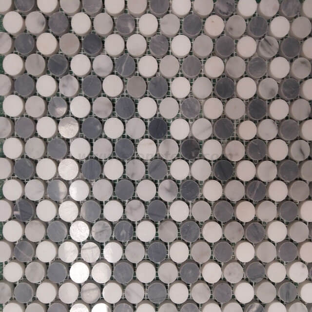 Bardiglio Carrara Penny Round Honed Marble Mosaic Tile