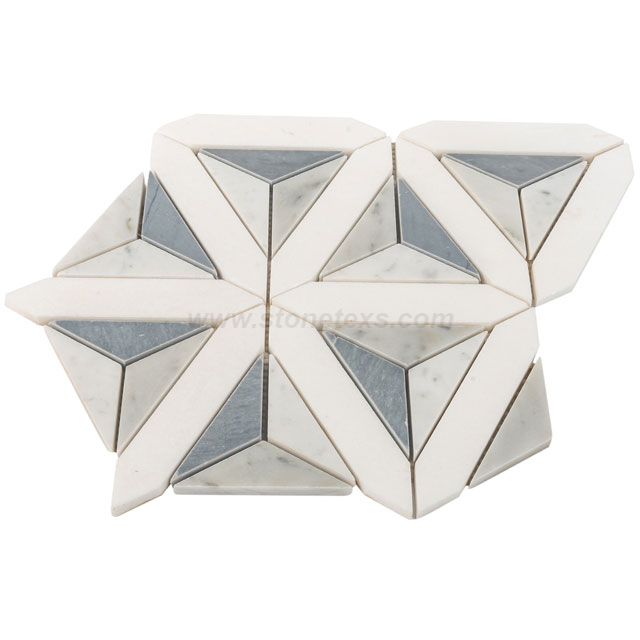 Geometric Modern Tile Thassos Bardiglio And Carrara Mosaics