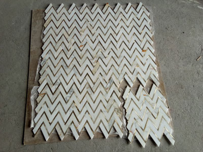 Hot Selling Calacatta Marble Mix Metal Herringbone Mosaic Tiles Popular for Backsplash 