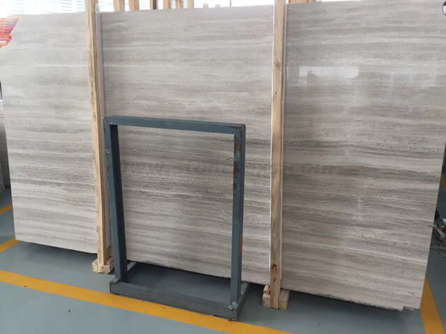 Polished Wooden White Marble Slabs