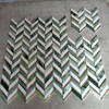 Matiaca Green And Thassos Marble Blends Gold Stainless Steel Chevron Mosaic Tile