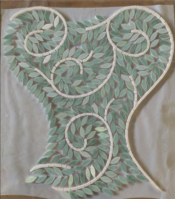 Ming Green And Thassos White Flower Art Mosaic Tile