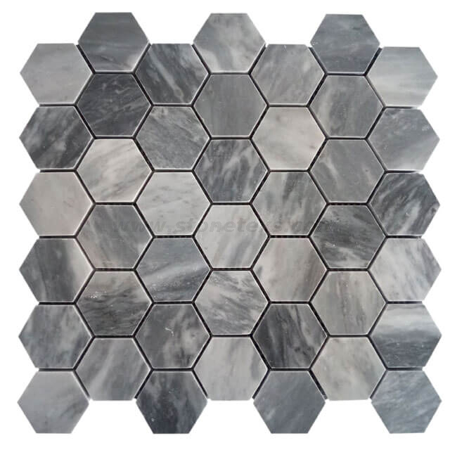 Bardiglio Marble Hexagon Mosaic Tile