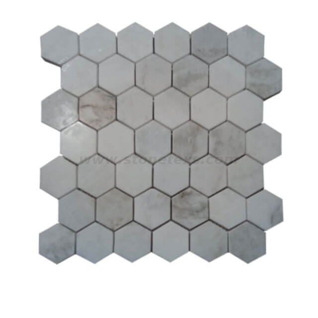 Luna White Marble Hexagon Mosaic Tile