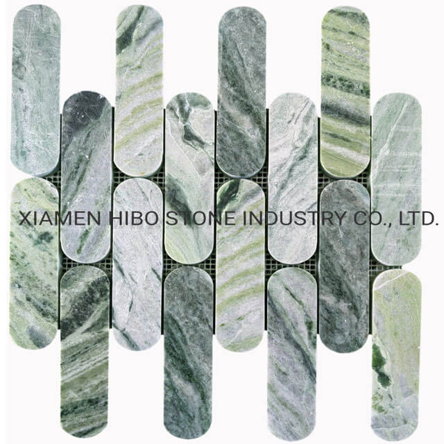Emerald Green Marble Long Oval Mosaic Tiles