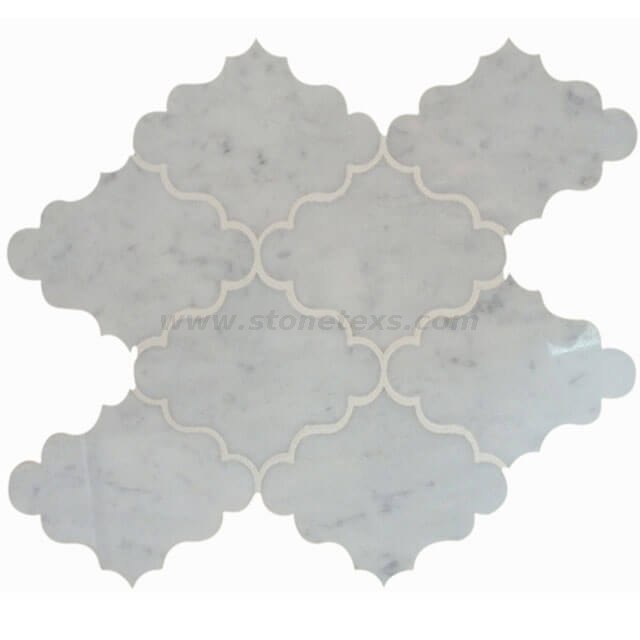 Carrara White Arabesque Water Jet Tile Polished