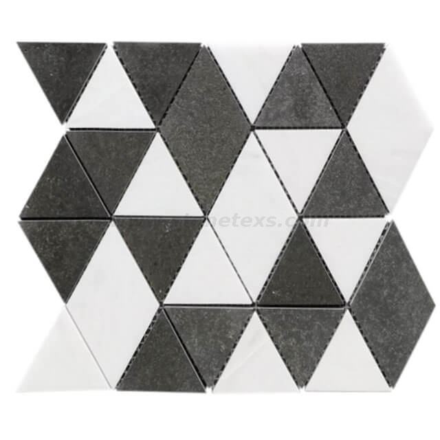 Thassos And Andesite Marble Triangle Mosaic Tile for Backsplash