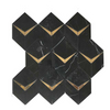 Black Marble Mosaic And Gold Metal Wall Tile
