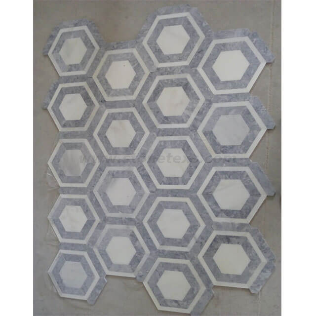Fantastic Grey Marble Honeycomb Hexagon Mosaic