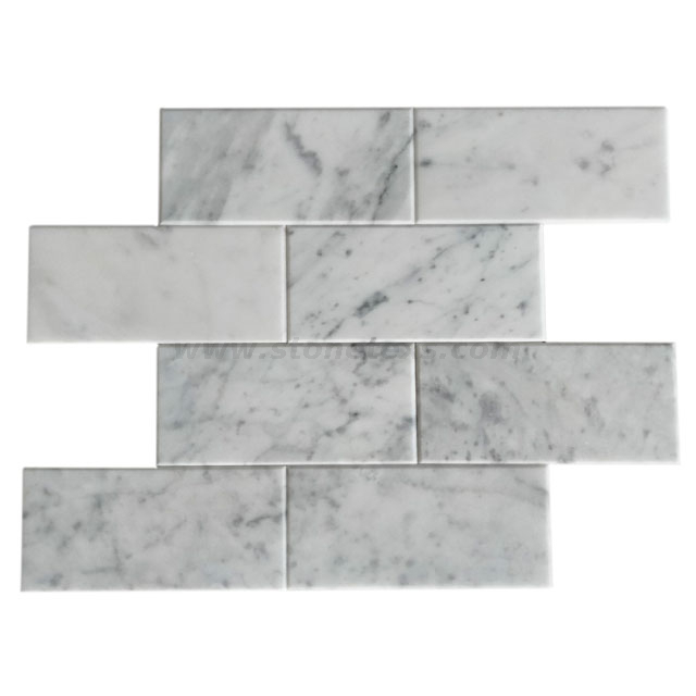 Carrara White Marble Natural Stone Peel And Stick Subway Tiles