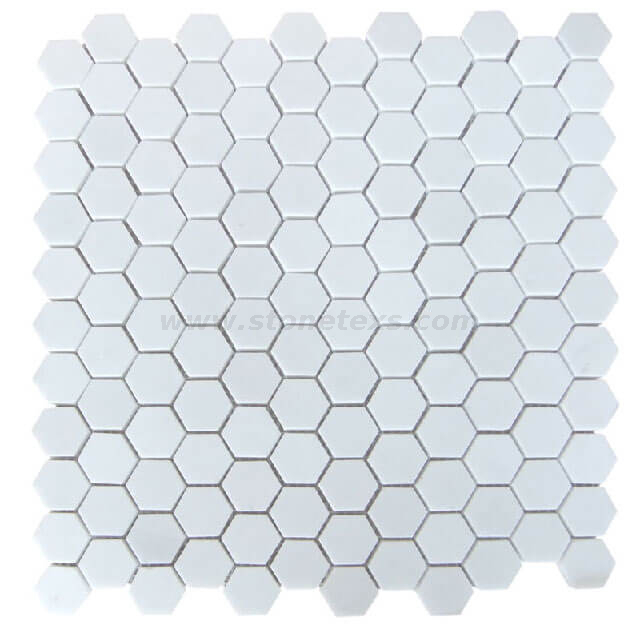 Thassos White Hexagon Marble Mosaic Tile