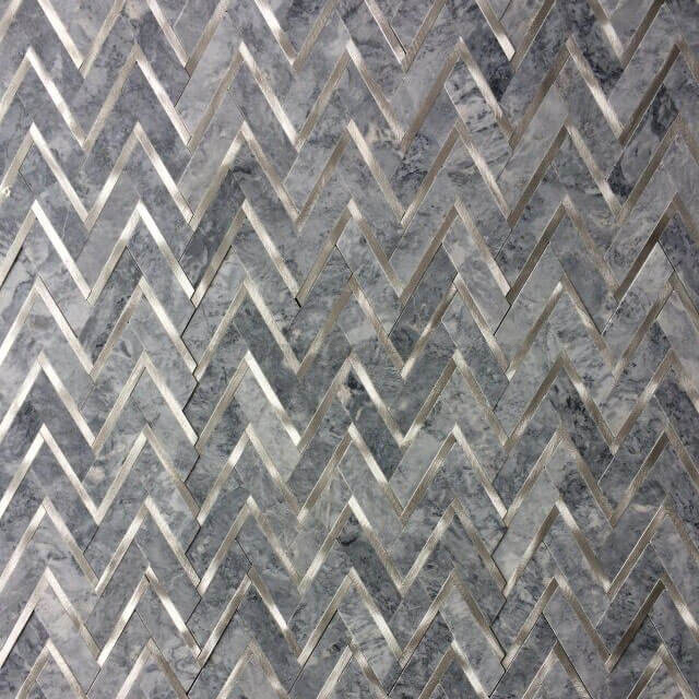 Herringbone Mosaic Tile Pacific Grey Blends Metal