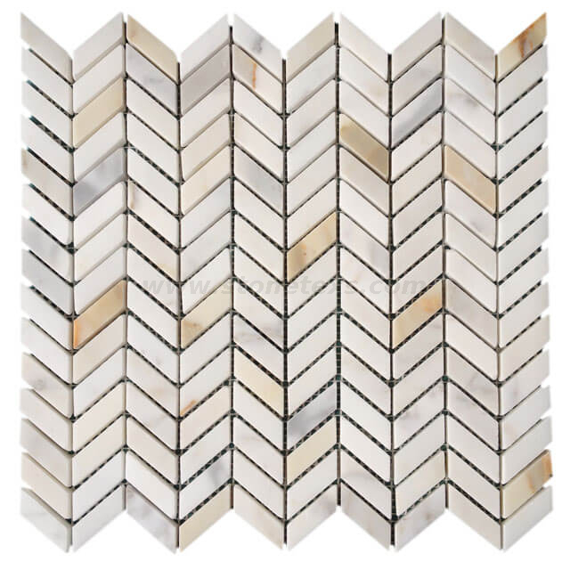 Calacatta Gold Mini Chevron Marble Mosaic Tile