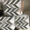 Calacatta And Bardiglio Chevron Marble Blend Metal Mosaic Tile