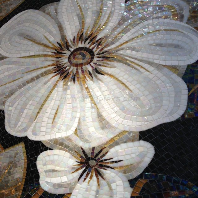 Marvelous Mosaic Art Flower Pattern Wall Mural